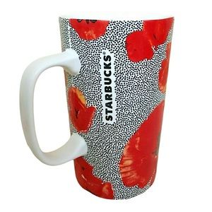 Starbucks 2015 Dot Series Red Poppy Flower Coffee Mug Tea Cup 16 Oz 473ml